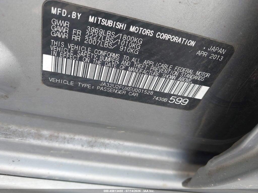 JA32U2FUXEU001528 2014 MITSUBISHI LANCER photo no. 9