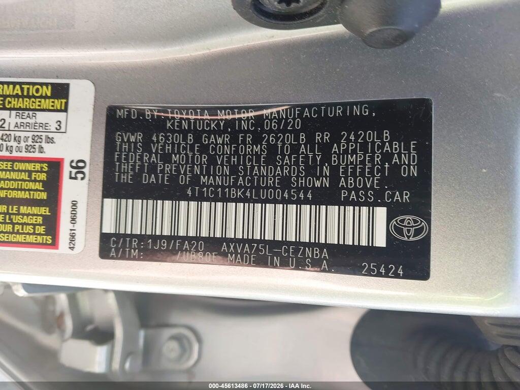 4T1C11BK4LU004544 2020 TOYOTA CAMRY photo no. 9