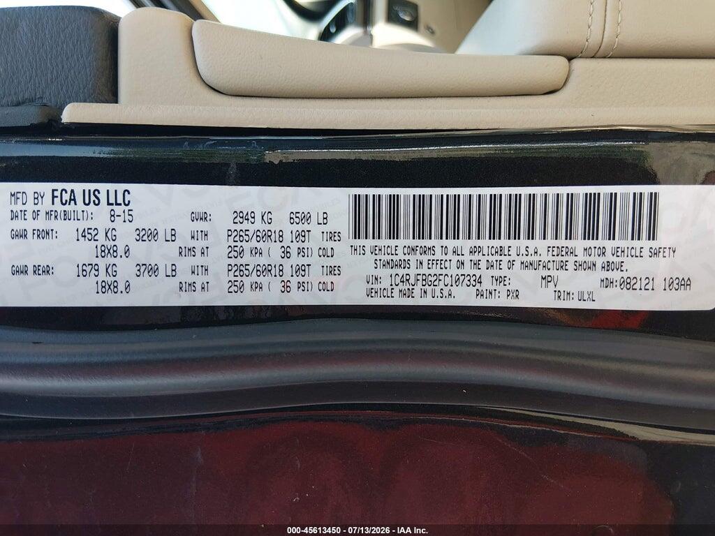 1C4RJFBG2FC107334 2015 JEEP GRAND CHEROKEE photo no. 9