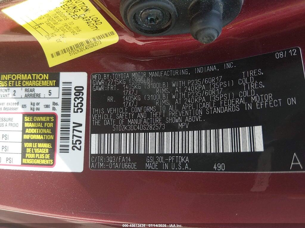 5TDZK3DC4DS282573 2013 TOYOTA SIENNA photo no. 9