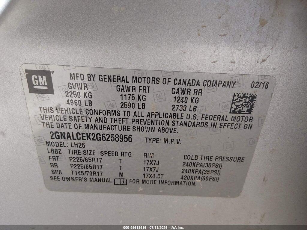 2GNALCEK2G6258956 2016 CHEVROLET EQUINOX photo no. 9
