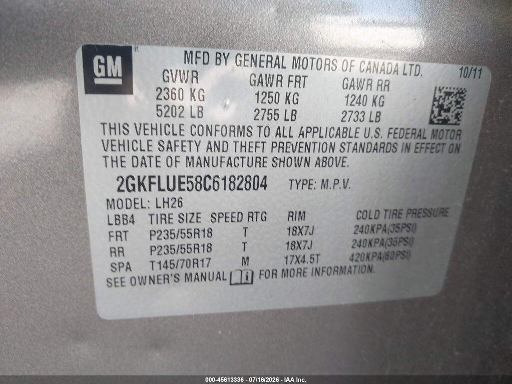 2GKFLUE58C6182804 2012 GMC TERRAIN photo no. 9
