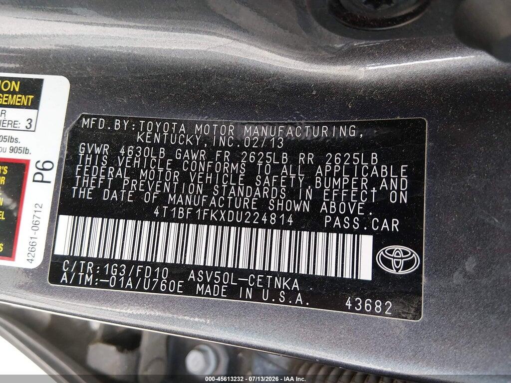 4T1BF1FKXDU224814 2013 TOYOTA CAMRY photo no. 9