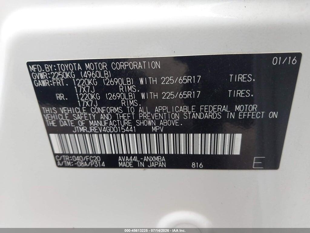 JTMRJREV4GD015441 2016 TOYOTA RAV4 HYBRID photo no. 9