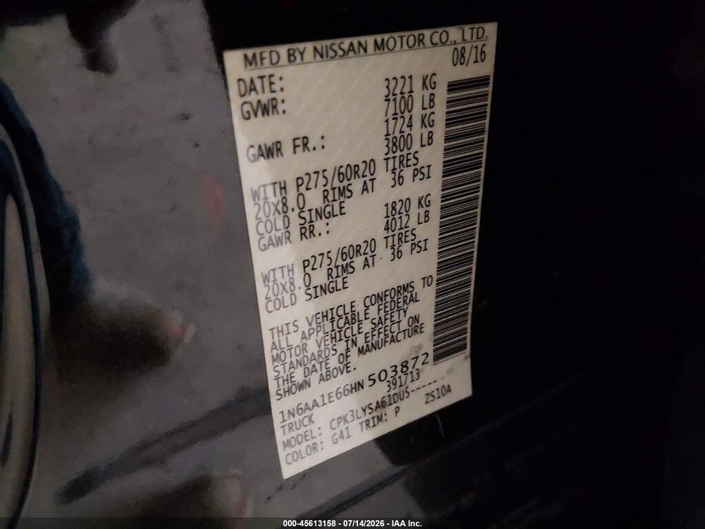 1N6AA1E66HN503872 2017 NISSAN TITAN photo no. 9