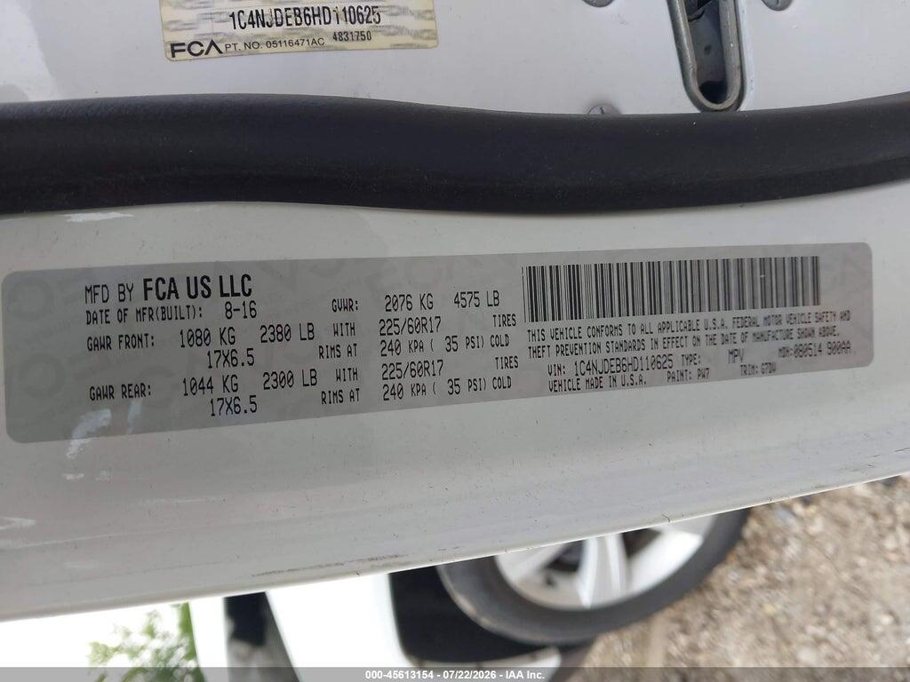 1C4NJDEB6HD110625 2017 JEEP COMPASS photo no. 9