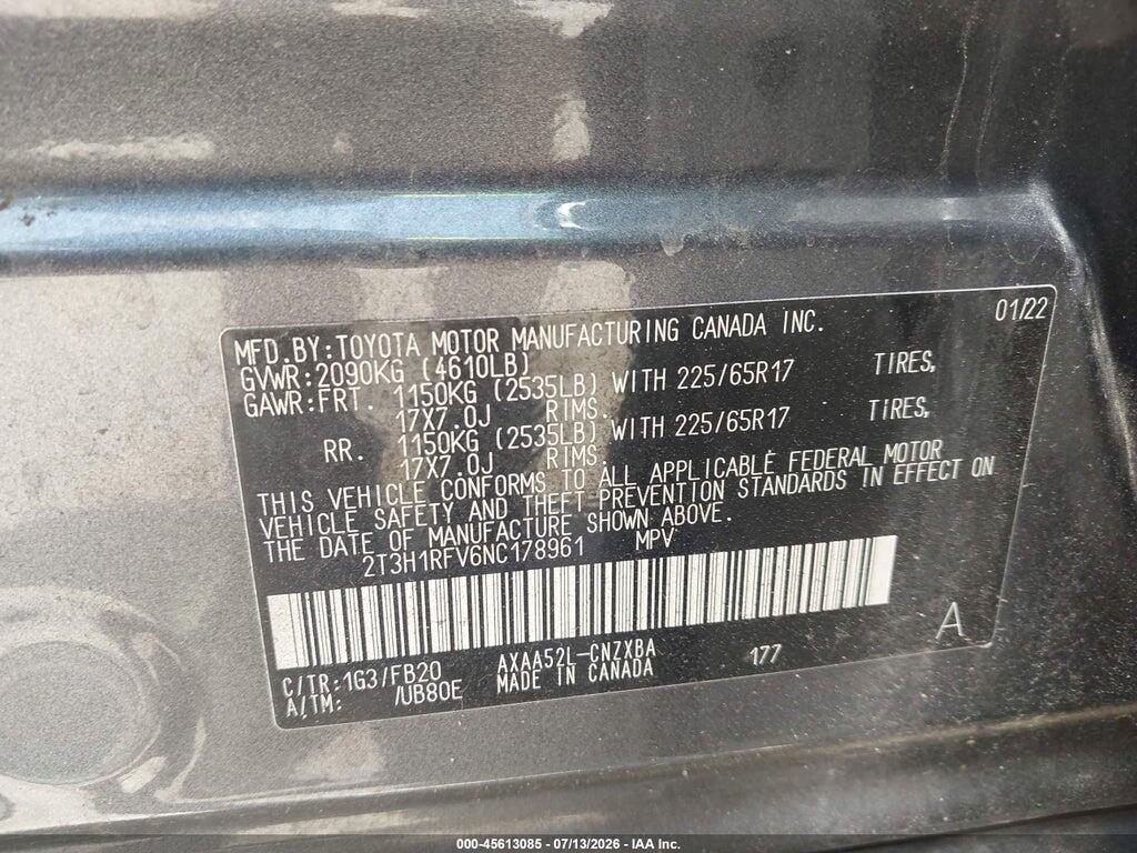 2T3H1RFV6NC178961 2022 TOYOTA RAV4 photo no. 7